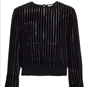 Cami NYC Robyn Velvet Long Sleeve Stripe Sheer Blouse Sz: S small